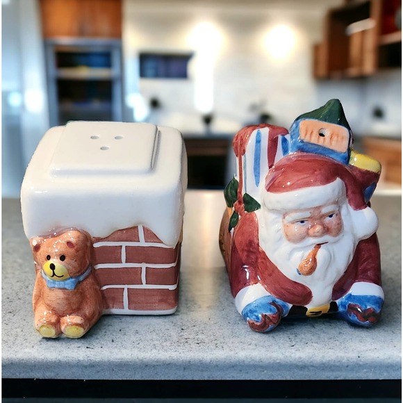 RARE PORTMERION A CHRISTMAS STORY SANTA STACKING SALT/PEPPER SHAKERS - Picture 7 of 8